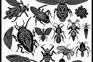 Black beetle with wings Egyptian style tattoo idea