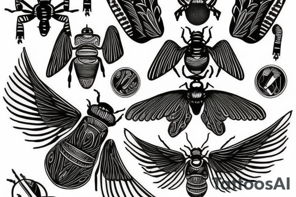 Black beetle with wings Egyptian style tattoo idea Black beetle with wings Egyptian style tattoo idea