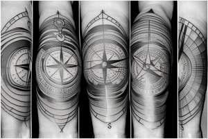 Feather in space with a compass tattoo idea