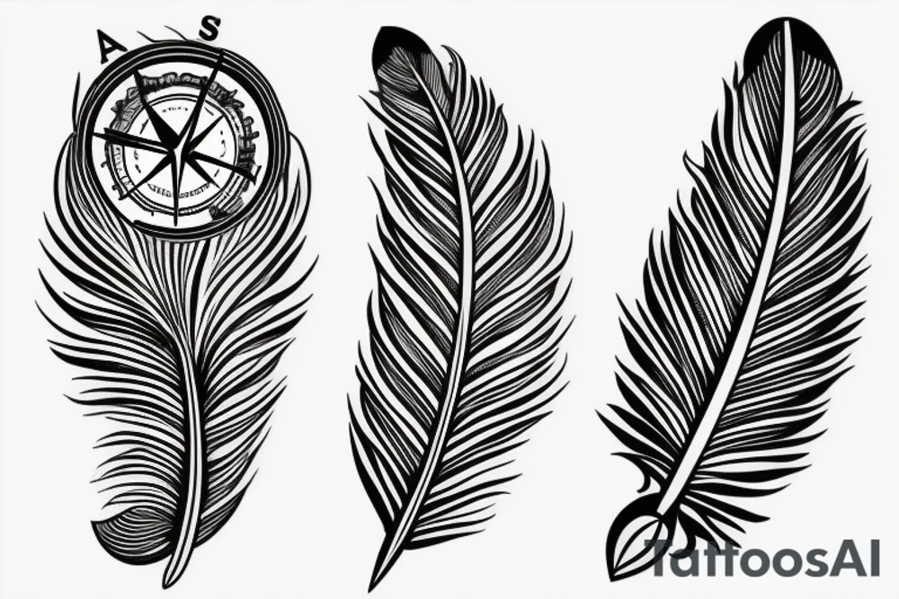Feather with a compass tattoo idea