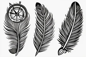 Feather with a compass tattoo idea