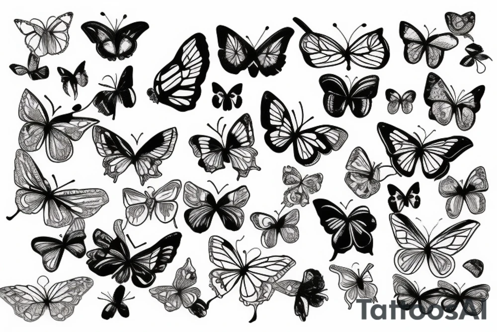 poeny and butterfly tattoo idea