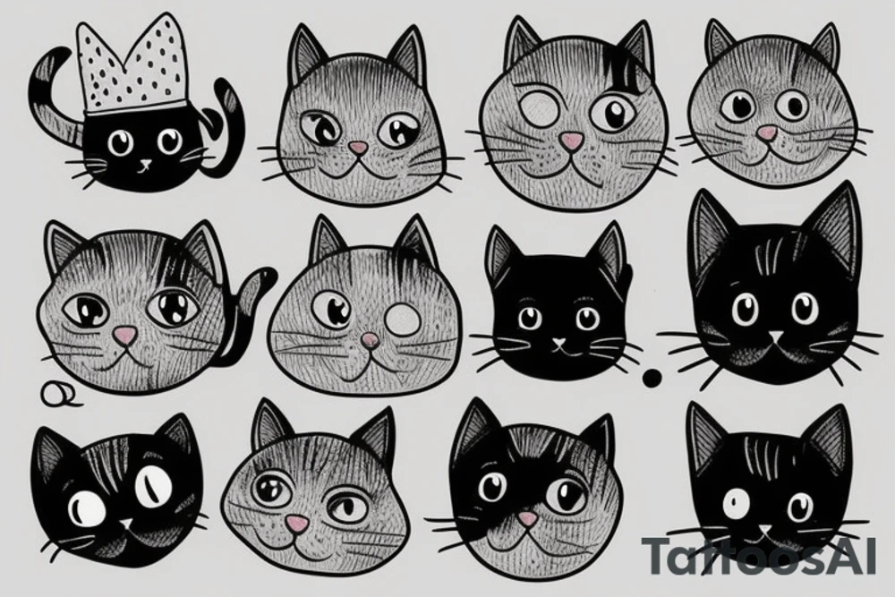 cute cat tattoo idea