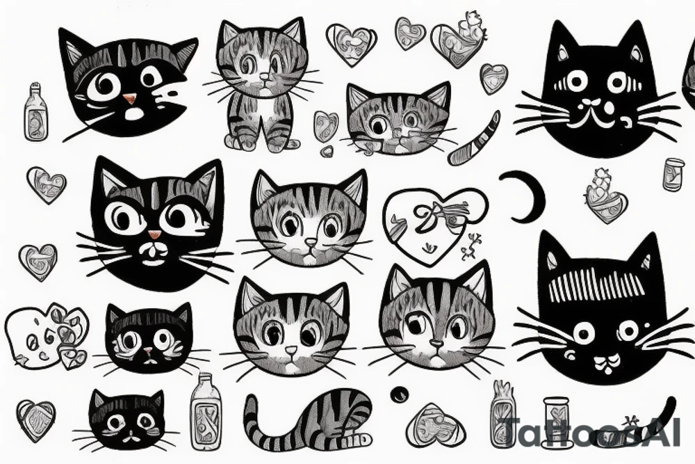 cute cat tattoo idea