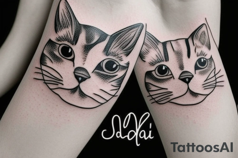 cute cat tattoo idea