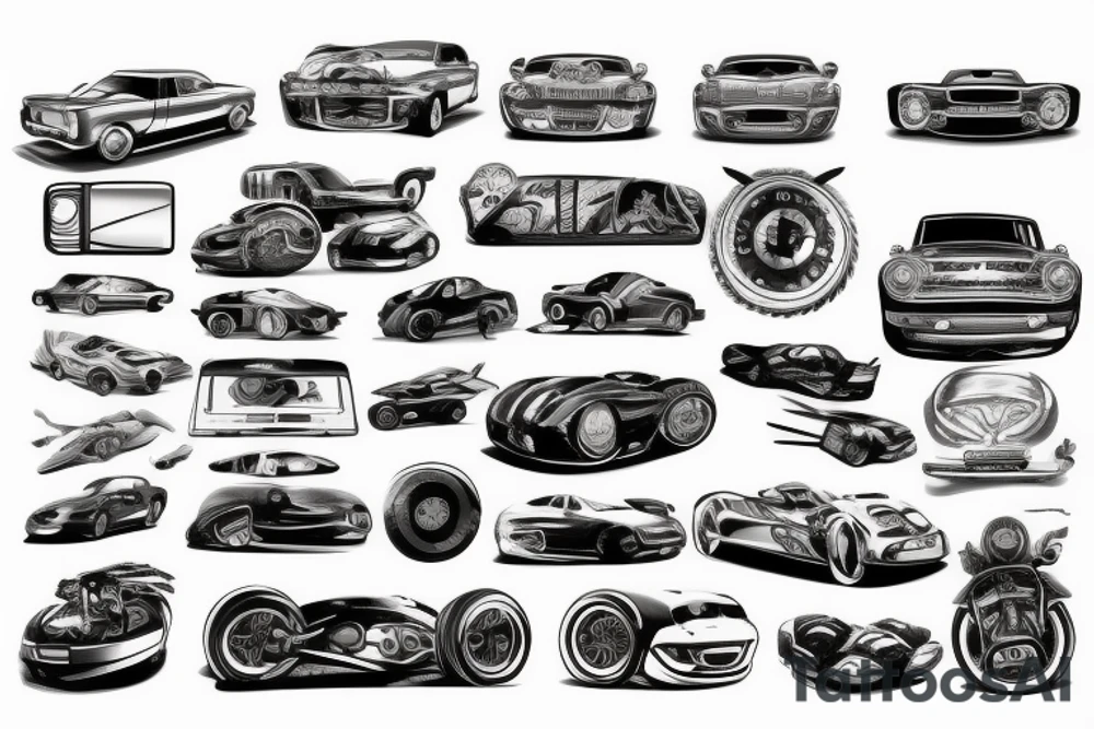 Automotive passion tattoo idea