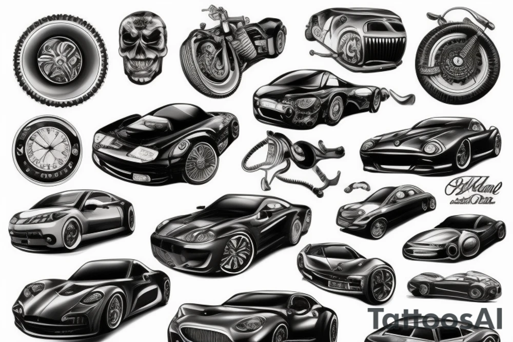 Automotive passion tattoo idea