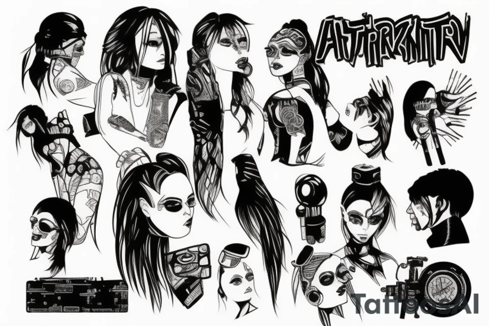 cyberpunk girl tattoo tattoo idea