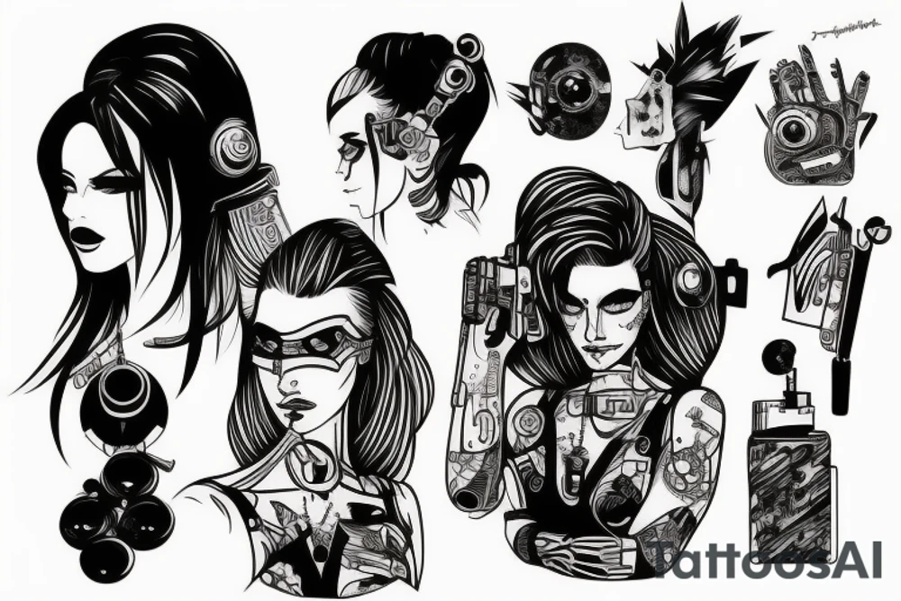 cyberpunk girl tattoo tattoo idea