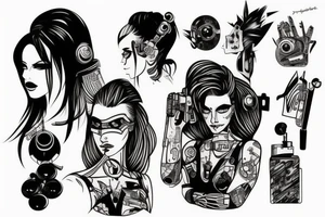 cyberpunk girl tattoo tattoo idea