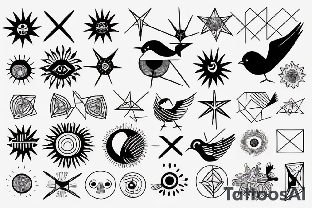 minimalist sun with bird tattoo idea