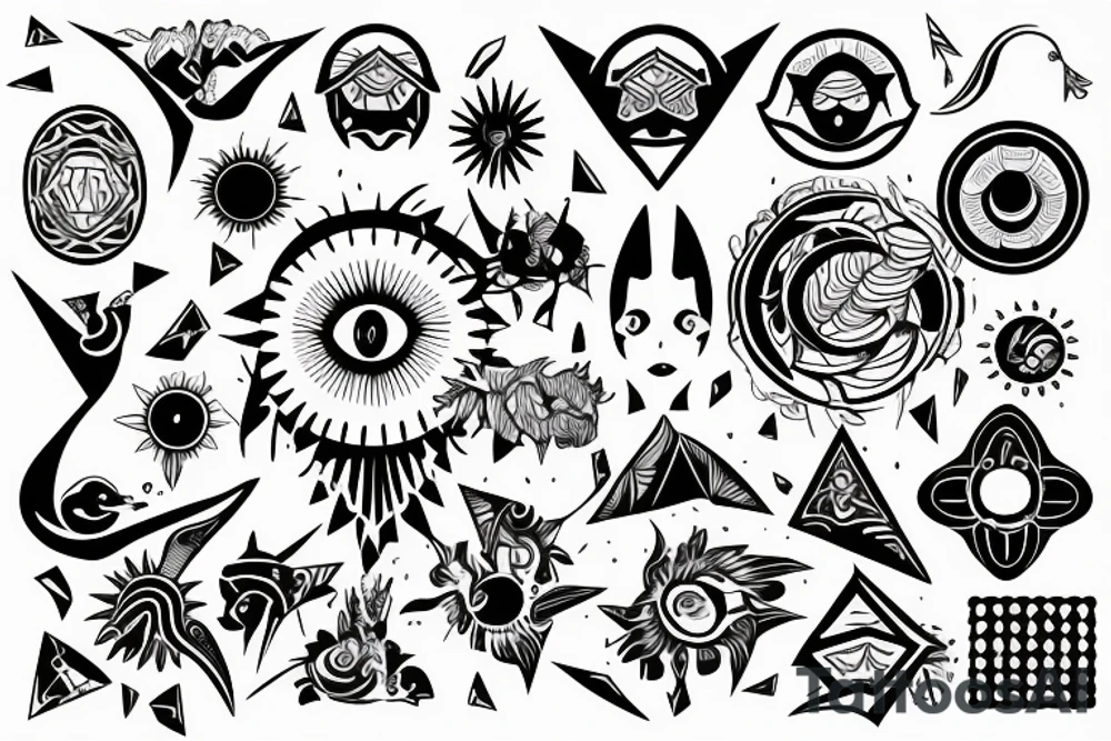 sun with rays tattoo idea