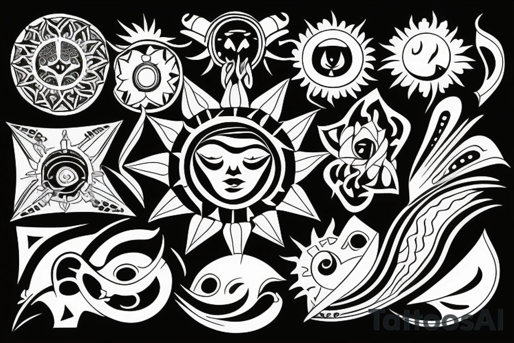 sun with rays tattoo idea