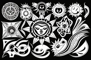 sun with rays tattoo idea
