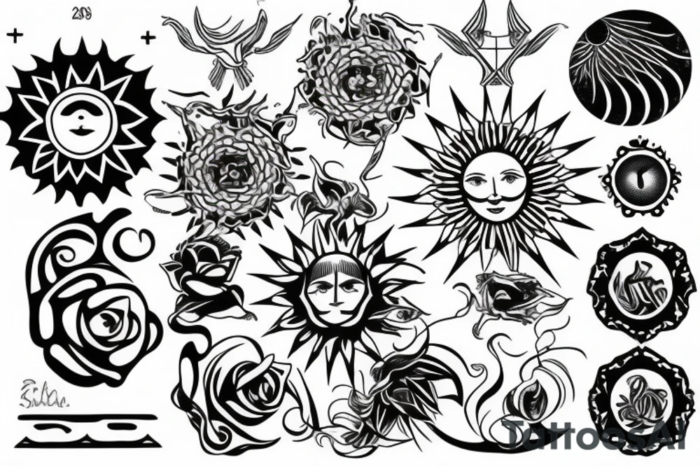 Shining sun tattoo idea