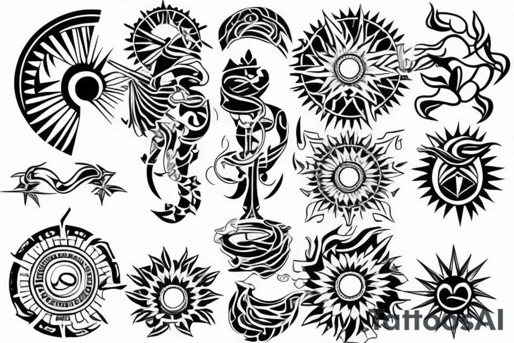 Shining sun tattoo idea