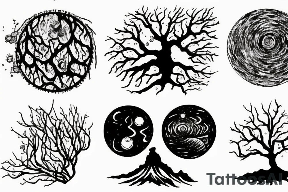tree and planets tattoo idea