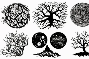 tree and planets tattoo idea
