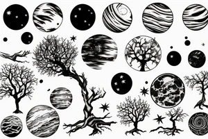 tree and planets tattoo idea