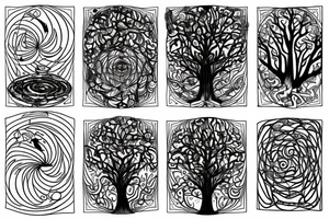 cosmic tree with golden ratio tattoo idea