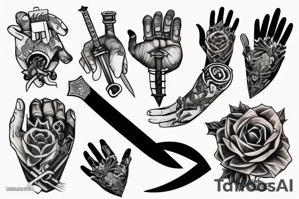 Hand that pulls a sword tattoo idea
