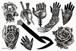 Hand that pulls a sword tattoo idea