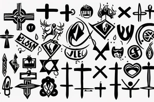 exclamation mark cross tattoo idea