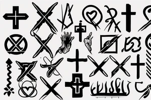 exclamation mark cross tattoo idea