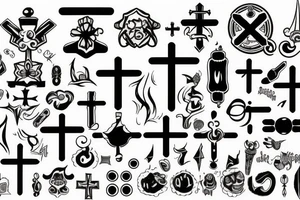 exclamation mark cross tattoo idea