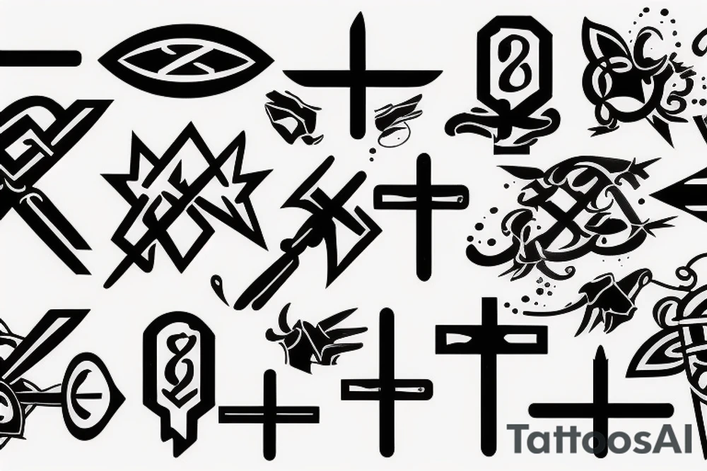 exclamation mark cross tattoo idea