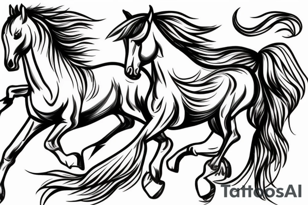 horse running toward you tattoo idea