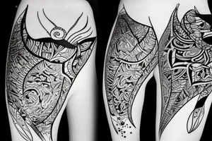 manta ray back of leg tattoo idea