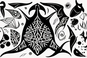 manta ray back of leg tattoo idea