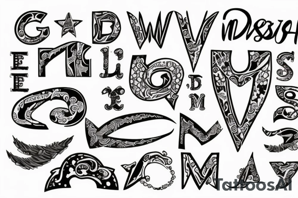 design including the letters 'msswjs' tattoo idea