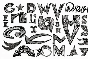 design including the letters 'msswjs' tattoo idea