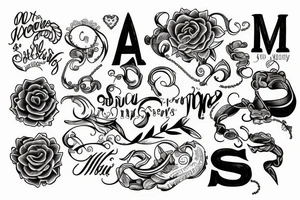design including the letters 'msswjs' tattoo idea