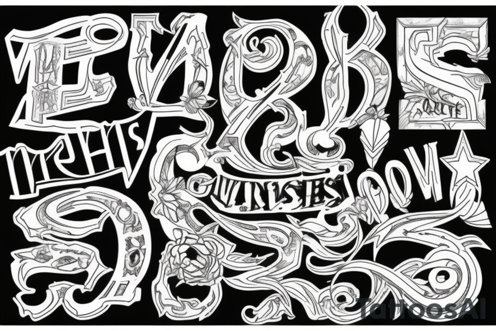 design of the letters msswjs tattoo idea