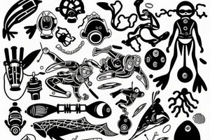 scuba diver ascending wall looking up tattoo idea