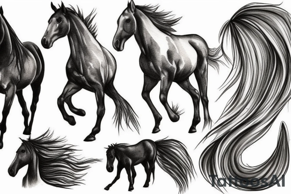 horse blowing in the wind tattoo idea