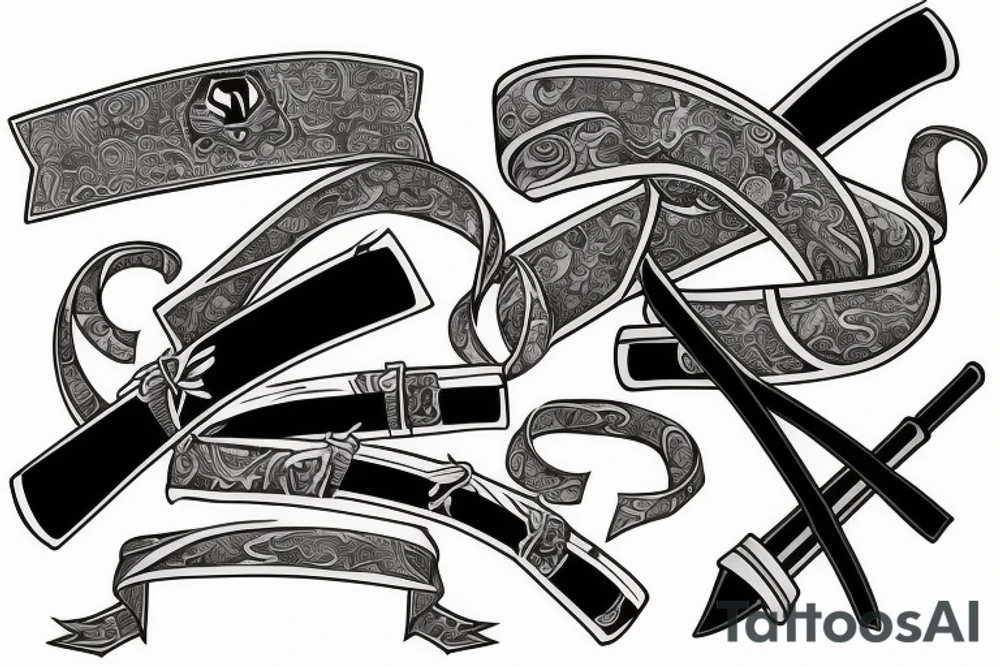 katana in around which ribbons tattoo idea