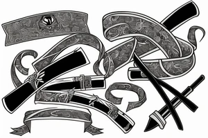 katana in around which ribbons tattoo idea