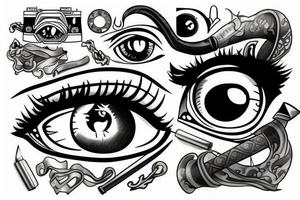 Eye, film camera, sword tattoo idea