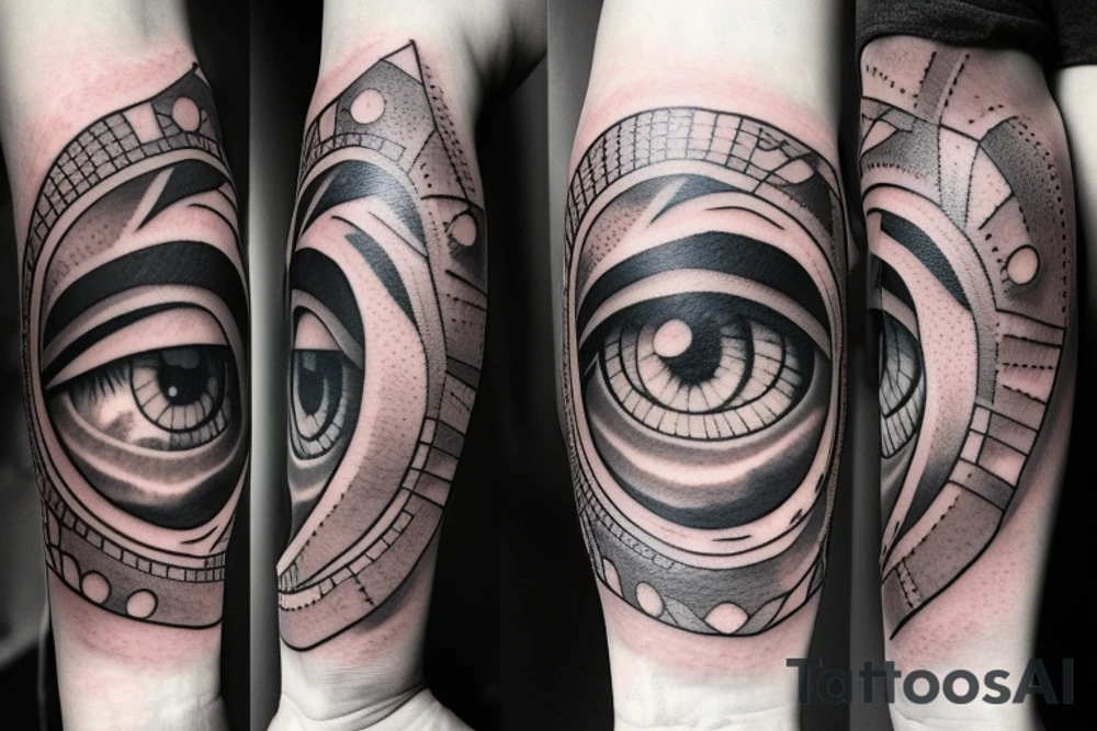 Eye, film camera, sword tattoo idea