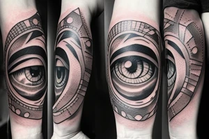 Eye, film camera, sword tattoo idea