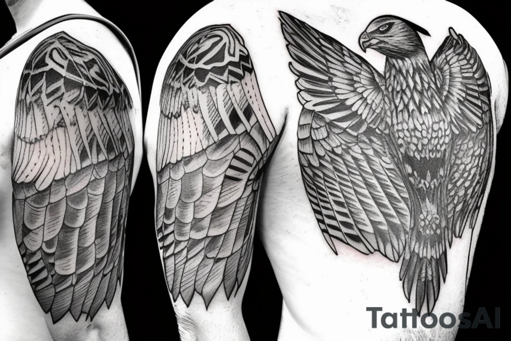 Buzzard diving wrapped around shoulder tattoo idea