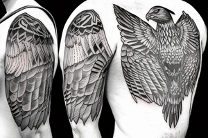 Buzzard diving wrapped around shoulder tattoo idea