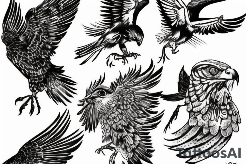 Buzzard diving for prey tattoo idea
