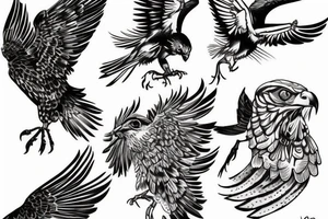 Buzzard diving for prey tattoo idea