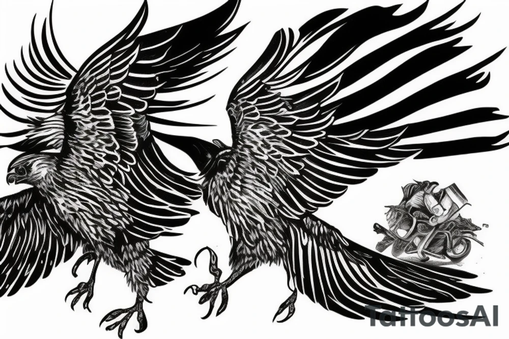 Buzzard diving for prey tattoo idea
