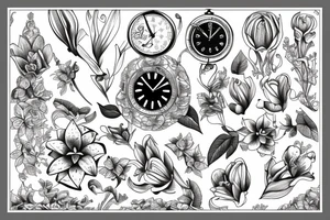 lily wrapped around clock tattoo idea